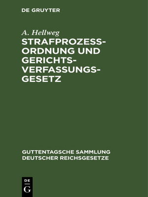 cover image of Strafprozeßordnung und Gerichtsverfassungsgesetz